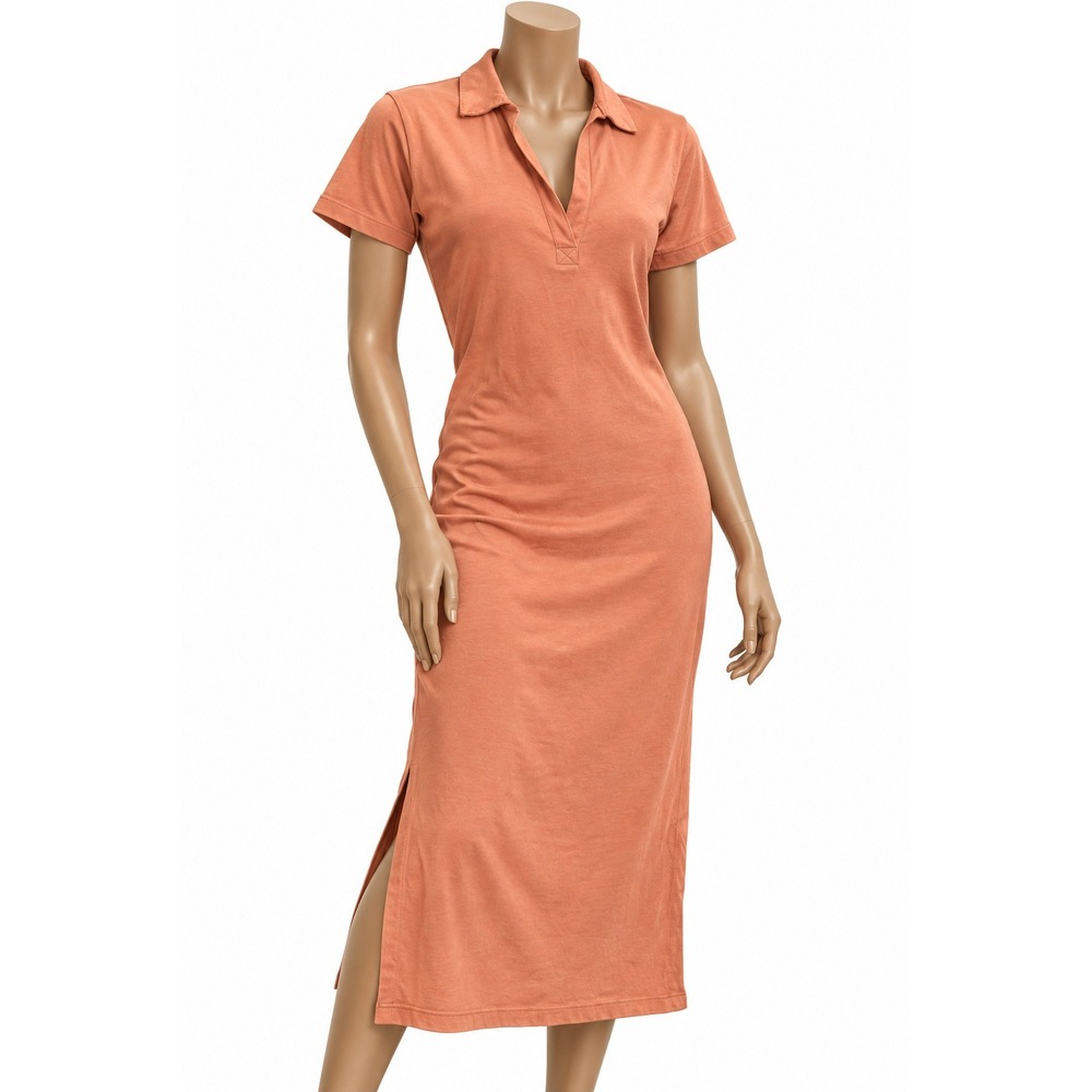 Urban Outfitters Terracotta Orange Polo Midi Dress Short Sleeve Pockets Small